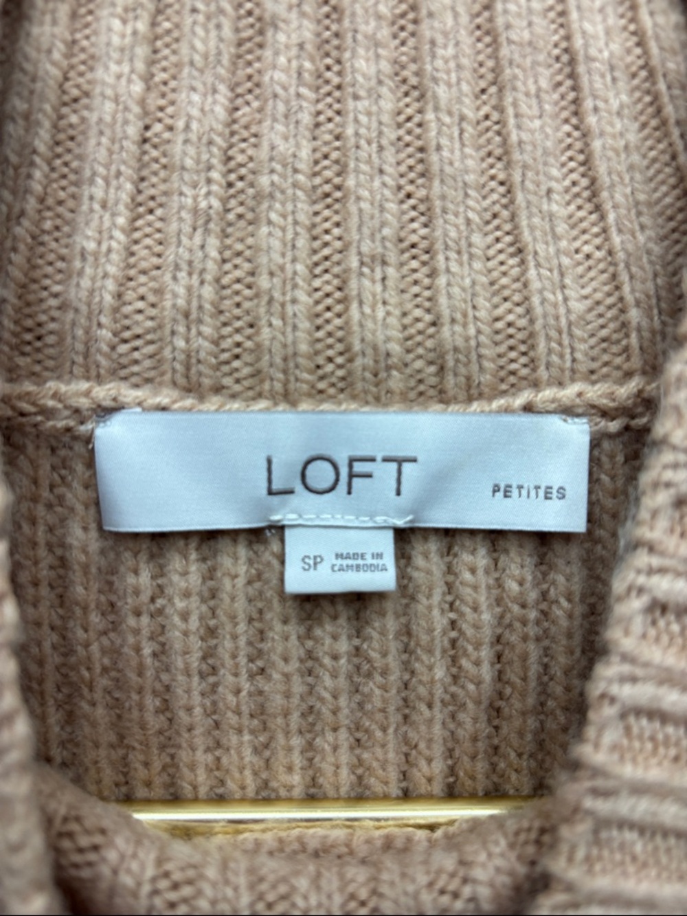 Loft | Mock Neck Cable Knit Sweater - Taupe SP small petite wool blend - Picture 6 of 7